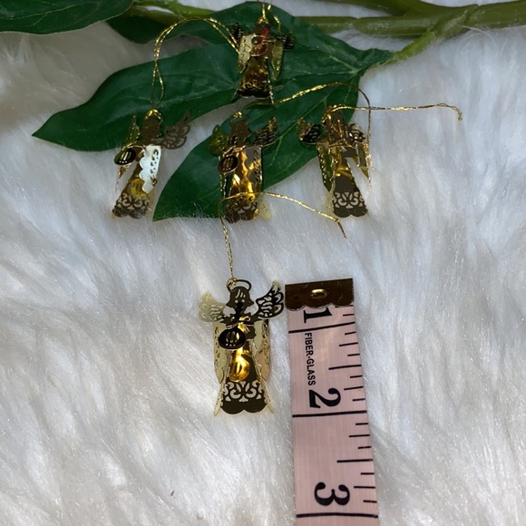 Vintage Gold Tone Filigree Angel Feather tree Christmas Ornaments 5 Pc Set - Picture 14 of 14